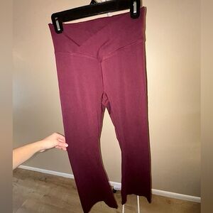Maroon Highwasted Crossover Flare leggings